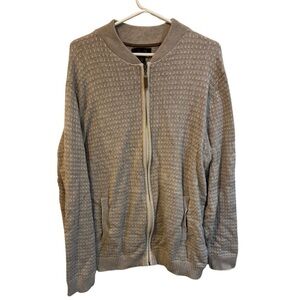 Tasso Elba Gray Textured Knit Zip Up Sweater